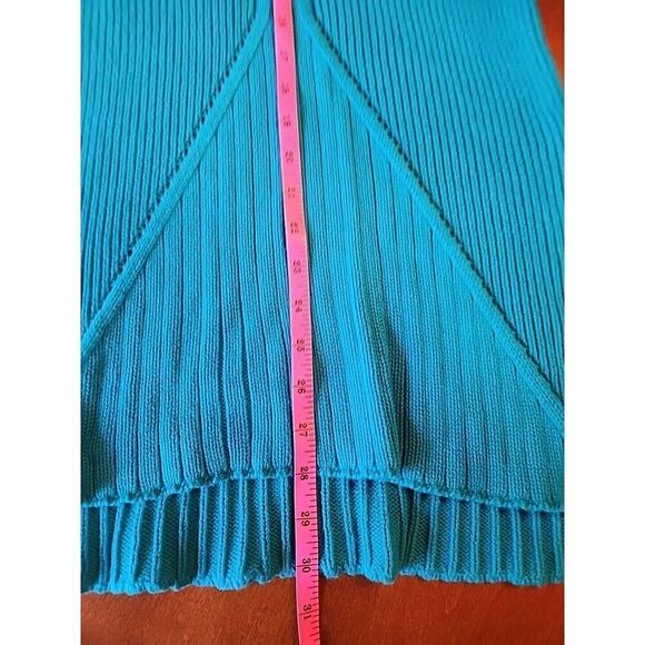 SAHALIE Sleeveless Crew Neck 100% Cotton Knit Sweater Dress, Medium, Teal Green - Picture 4 of 7